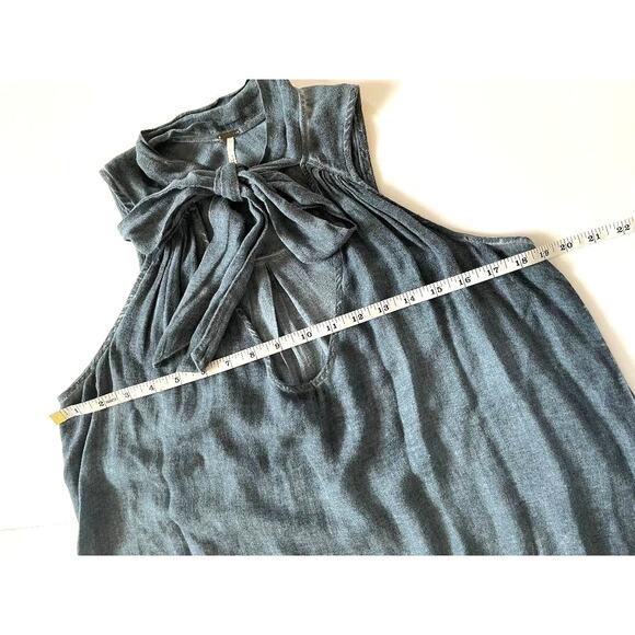 Free People Tie Front Shirttail Tank Top Blue Stonewash Size XS - Picture 6 of 8